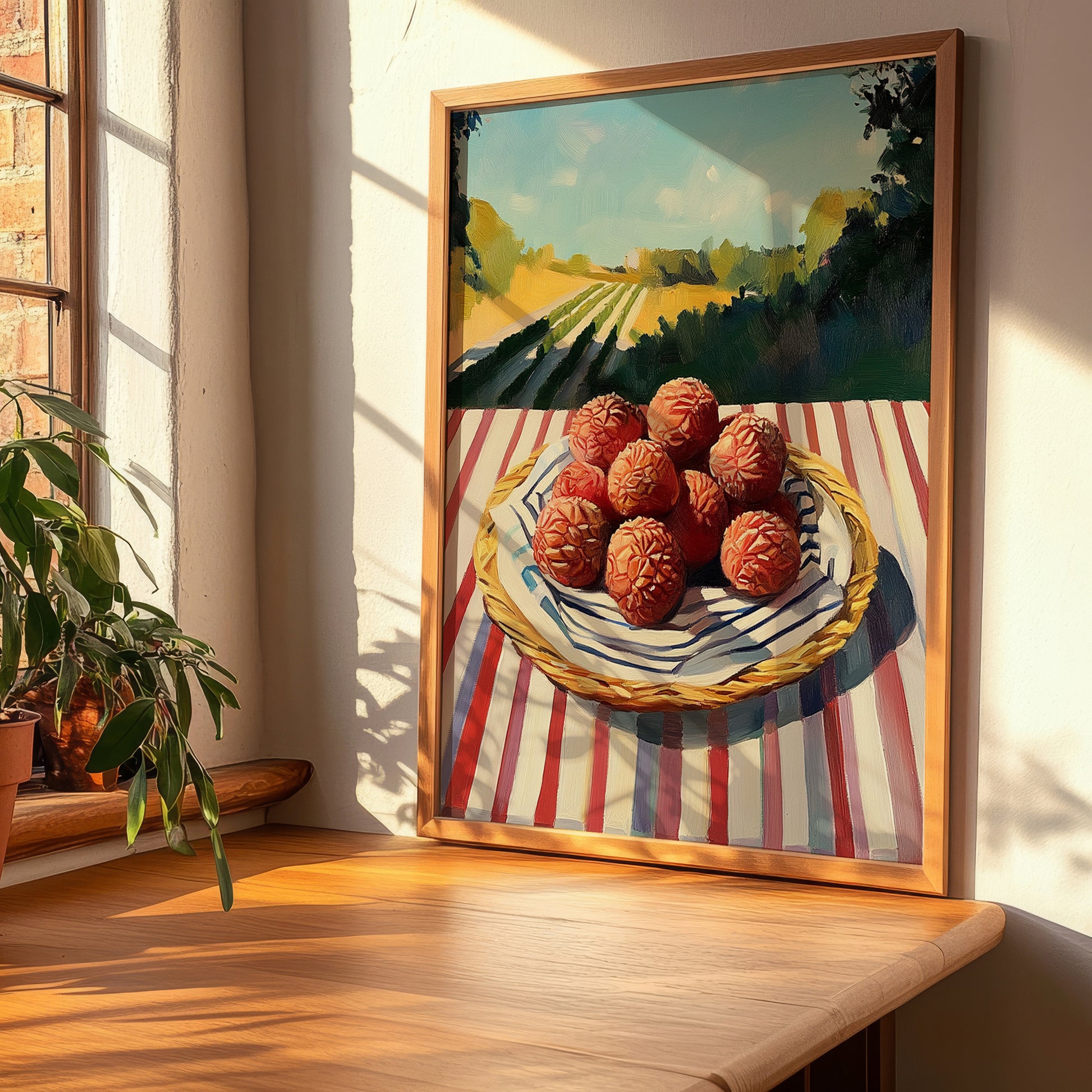 Lychee – Green Valley Landscape, Fruit Still Life, clean layout with no caption