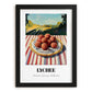 Lychee – Green Valley Landscape, Fruit Still Life, in sleek black frame