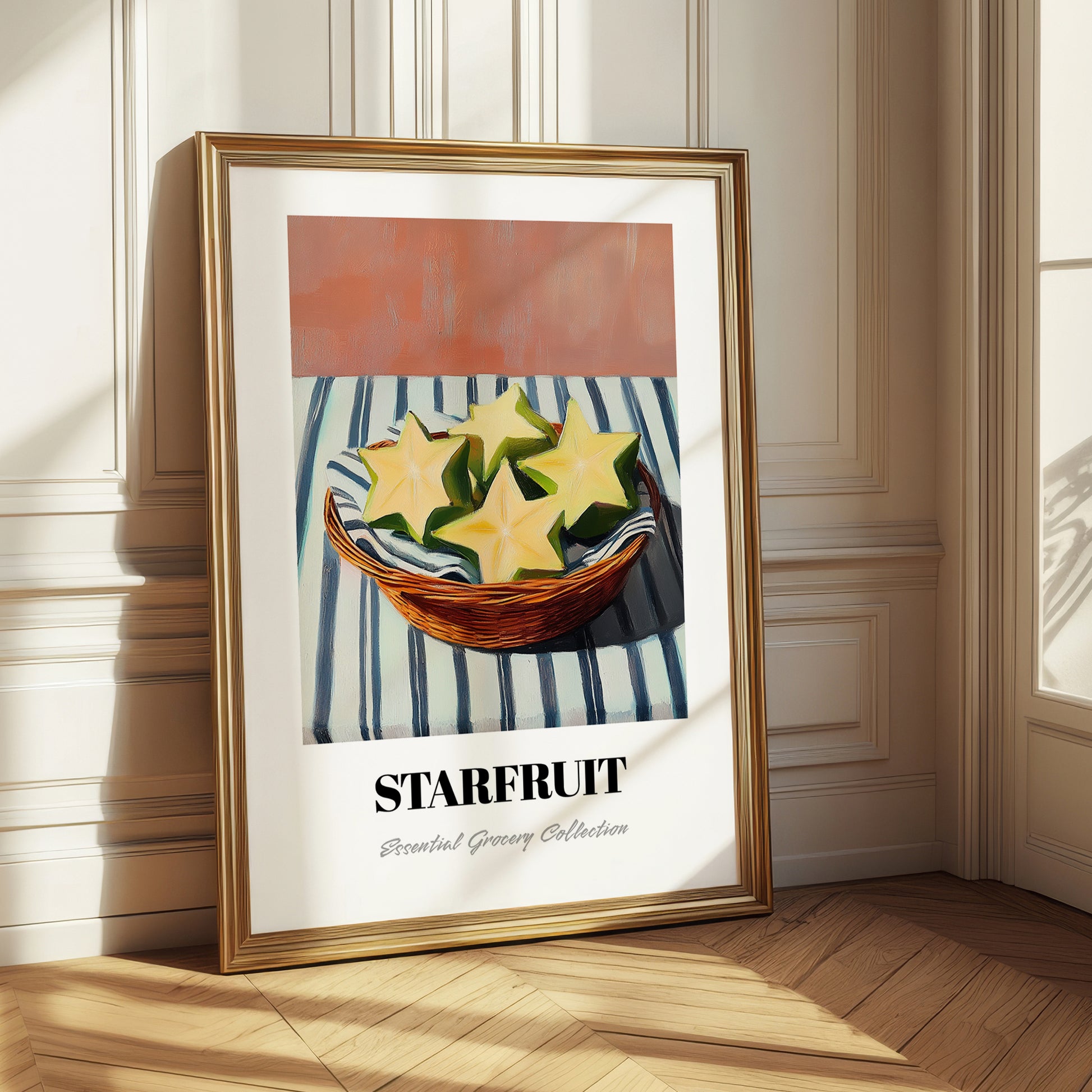 Starfruit – on Striped Tablecloth, Fruit Wall Decor