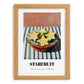 Starfruit – on Striped Tablecloth, Fruit Wall Decor, set in oak frame