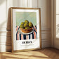 Durian – on Striped Tablecloth, Fruit Poster