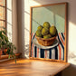 Durian – on Striped Tablecloth, Fruit Poster, clean layout with no caption