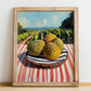 Durian – Valley Café Scene, Fruit Painting, no-text version framed in wood