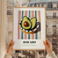 Avocado – on Striped Tablecloth, Vegetable Illustration, styled in a charming Paris street view