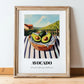 Avocado – Valley Café Scene, Vegetable Poster, in wooden frame leaning on the floor