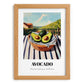 Avocado – Valley Café Scene, Vegetable Poster, set in oak frame