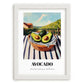 Avocado – Valley Café Scene, Vegetable Poster, placed in minimal white frame