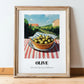 Olive – Green Valley Landscape, Vegetable Painting, in wooden frame leaning on the floor