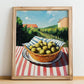 Olive – Green Valley Landscape, Vegetable Painting, no-text version framed in wood