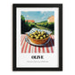 Olive – Green Valley Landscape, Vegetable Painting, in sleek black frame