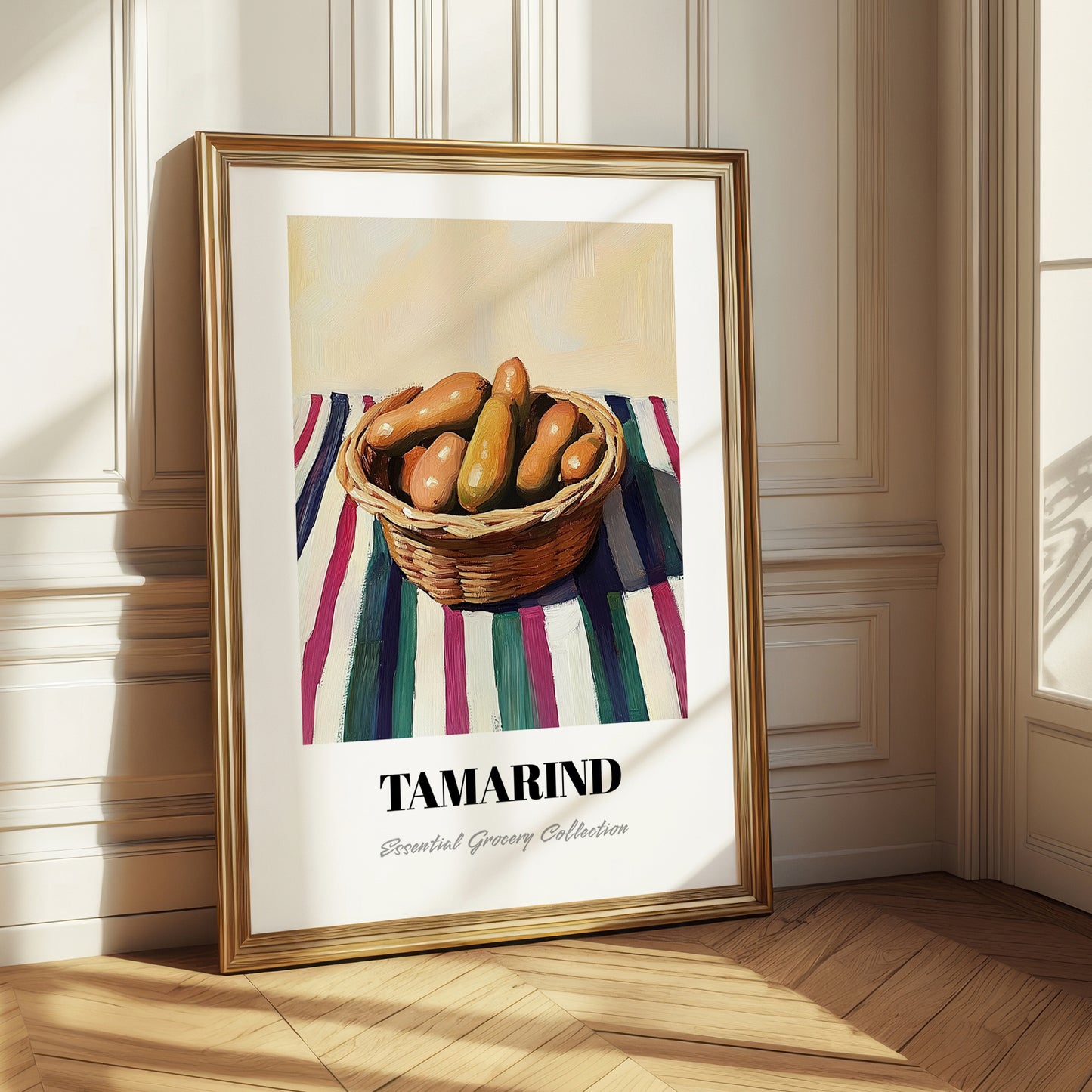 Tamarind – on Striped Tablecloth, Vegetable Still Life