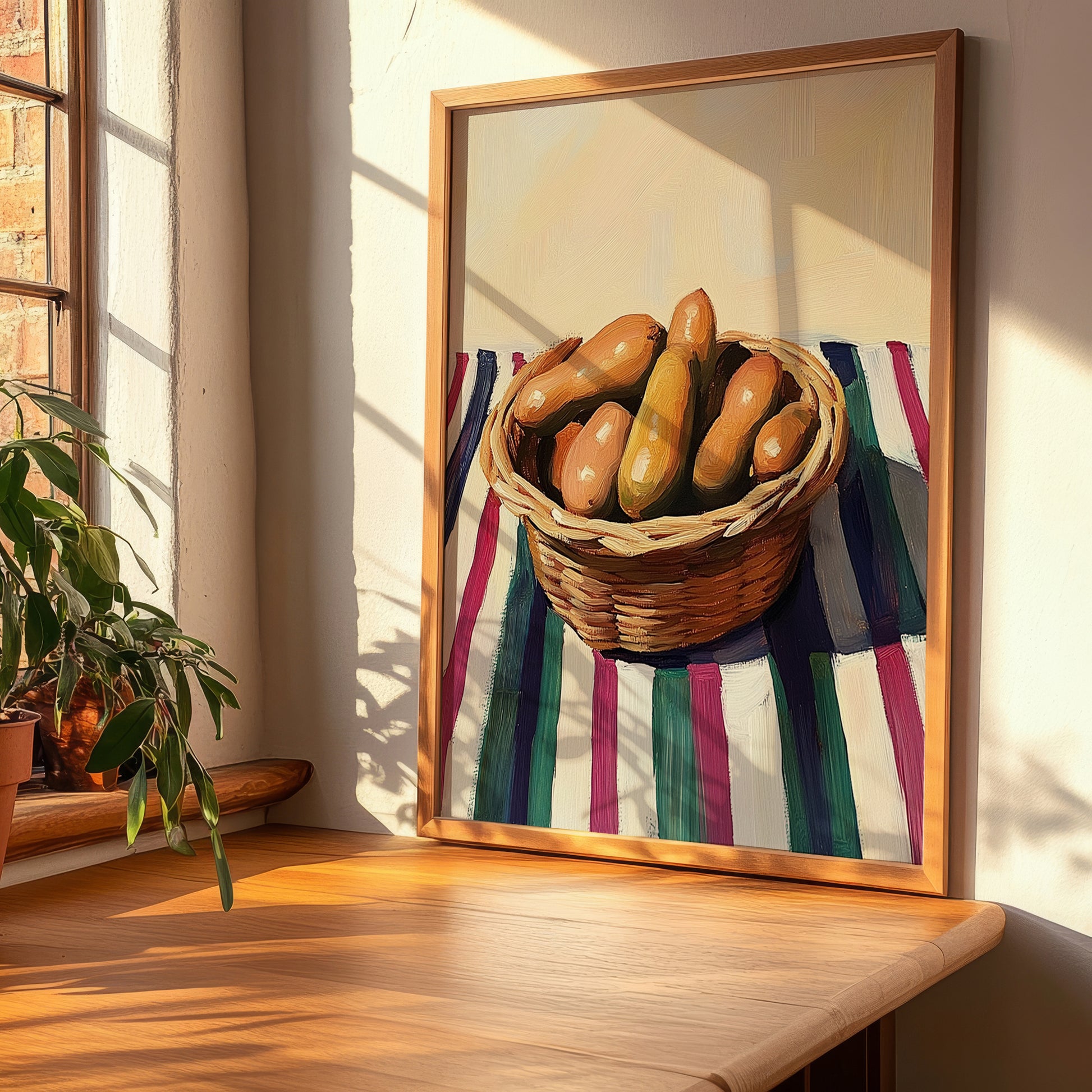 Tamarind – on Striped Tablecloth, Vegetable Still Life, clean layout with no caption