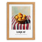 Loquat – on Striped Tablecloth, Vegetable Still Life, set in oak frame