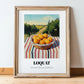 Loquat – Green Valley Landscape, Vegetable Painting, in wooden frame leaning on the floor