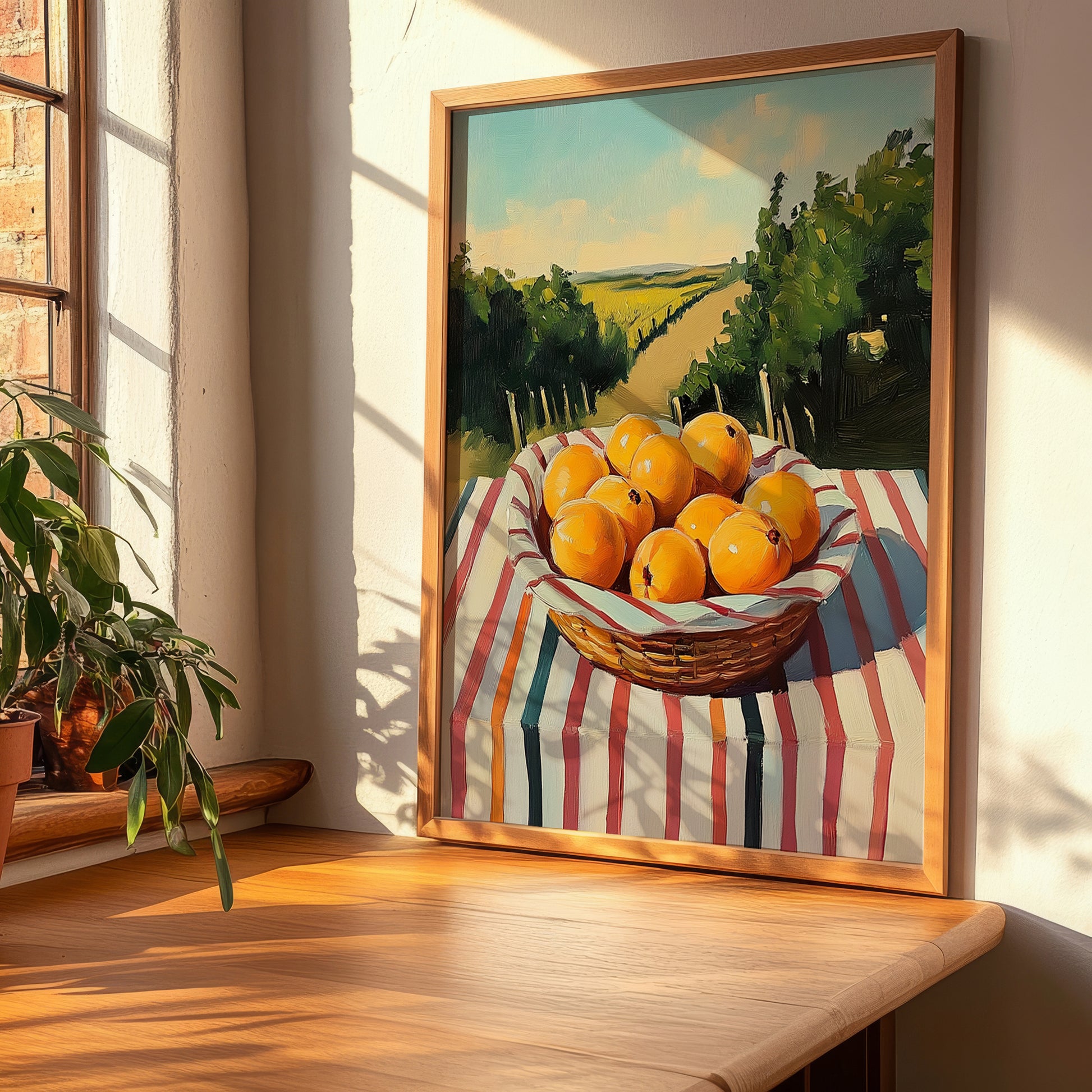 Loquat – Green Valley Landscape, Vegetable Painting, clean layout with no caption