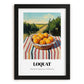 Loquat – Green Valley Landscape, Vegetable Painting, in sleek black frame