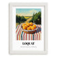 Loquat – Green Valley Landscape, Vegetable Painting, placed in minimal white frame