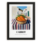 Carrot – White village Urban Café Scene, Vegetable Print, in sleek black frame