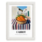 Carrot – White village Urban Café Scene, Vegetable Print, placed in minimal white frame