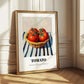 Tomato – on Striped Tablecloth, Vegetable Art