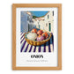 Onion – White village Street Café Scene, Vegetable Wall Illustration, set in oak frame