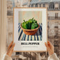 Bell Pepper – on Striped Tablecloth, Vegetable Painting, styled in a charming Paris street view