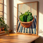 Bell Pepper – on Striped Tablecloth, Vegetable Painting, clean layout with no caption