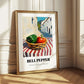 Bell Pepper – White village Outdoor Café Scene, Vegetable Wall Painting