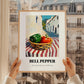 Bell Pepper – White village Outdoor Café Scene, Vegetable Wall Painting, styled in a charming Paris street view