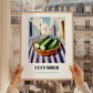 Cucumber – White village Urban Café Scene, Vegetable Poster, styled in a charming Paris street view