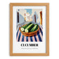 Cucumber – White village Urban Café Scene, Vegetable Poster, set in oak frame