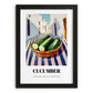 Cucumber – White village Urban Café Scene, Vegetable Poster, in sleek black frame