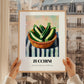 Zucchini – on Striped Tablecloth, Vegetable Poster, styled in a charming Paris street view