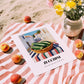 Zucchini – White village Urban Café Scene, Vegetable Wall Painting, unframed on coastal sand