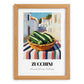 Zucchini – White village Urban Café Scene, Vegetable Wall Painting, set in oak frame