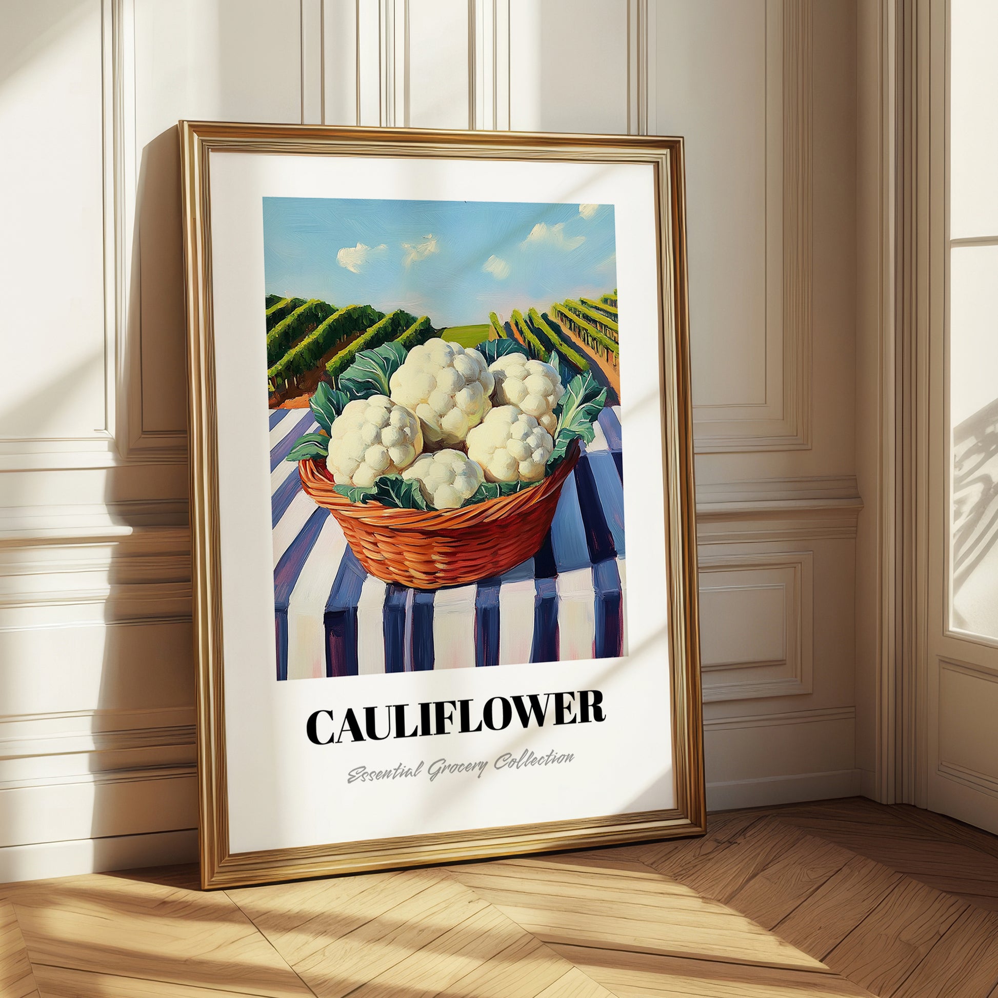 Cauliflower – Green Valley Landscape, Vegetable Illustration