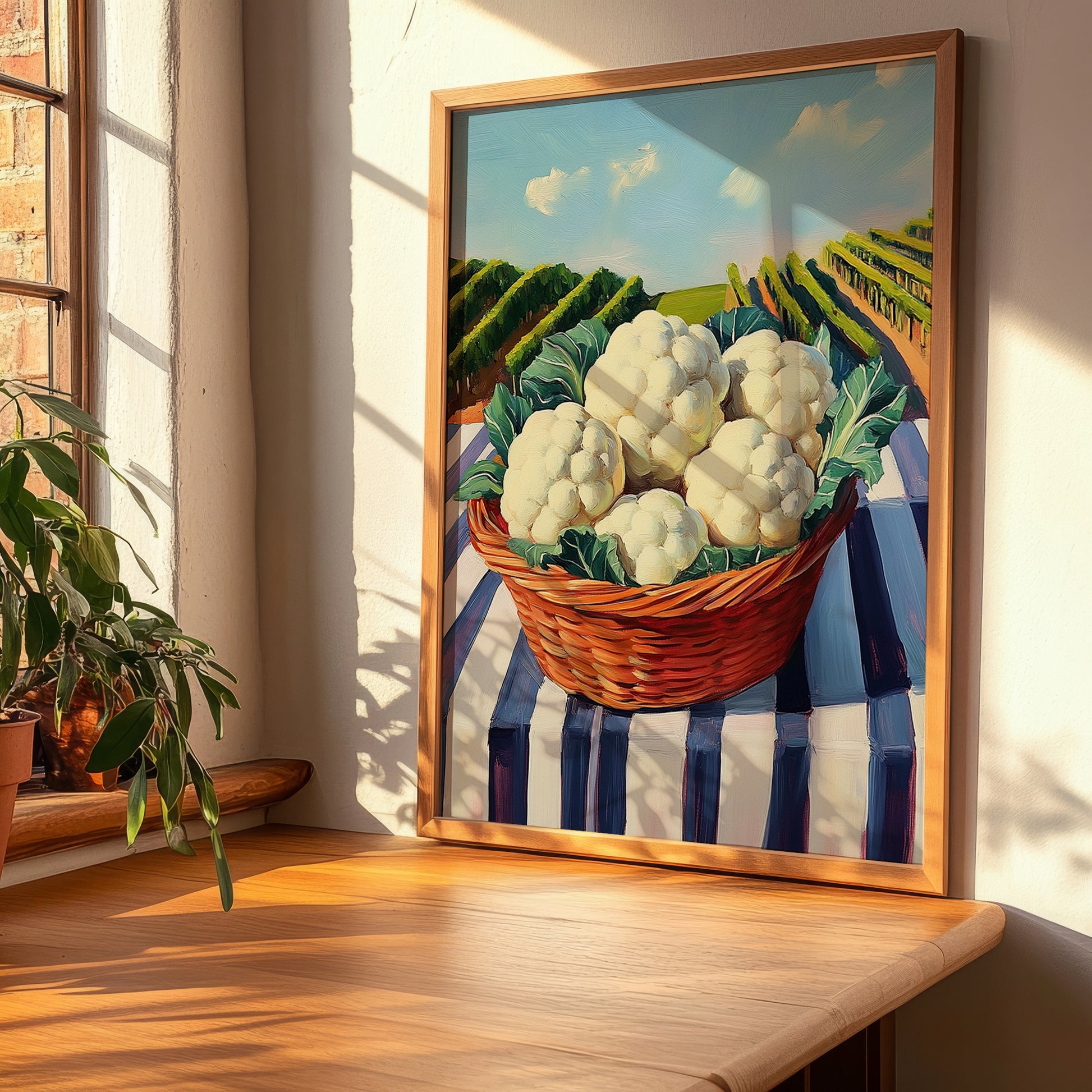 Cauliflower – Green Valley Landscape, Vegetable Illustration, clean layout with no caption