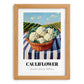 Cauliflower – Green Valley Landscape, Vegetable Illustration, set in oak frame
