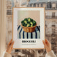Broccoli – on Striped Tablecloth, Vegetable Still Life, styled in a charming Paris street view