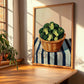Broccoli – on Striped Tablecloth, Vegetable Still Life, clean layout with no caption