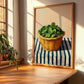 Spinach – on Striped Tablecloth, Vegetable Wall Decor, clean layout with no caption