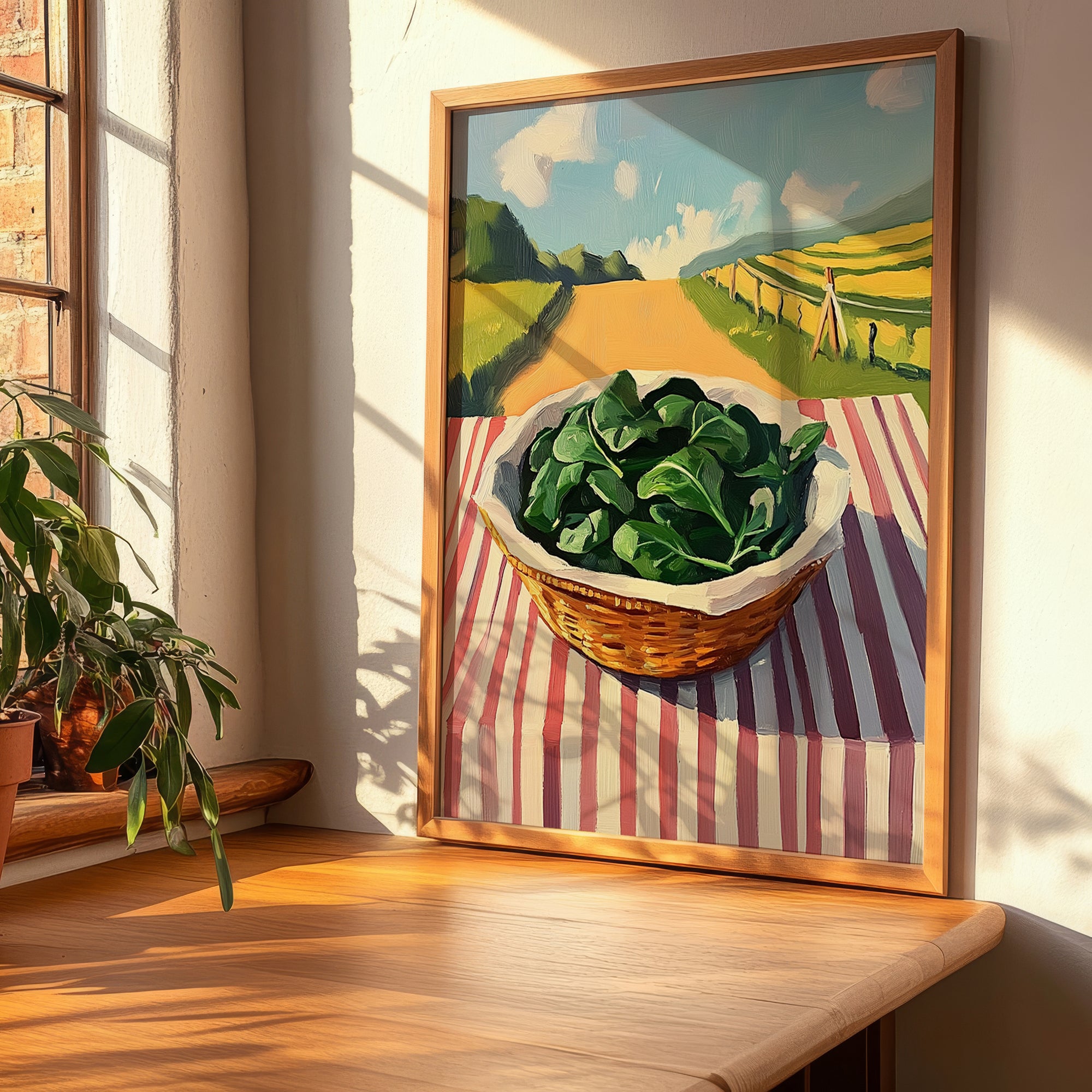 Spinach – Green Valley Landscape, Vegetable Print, clean layout with no caption