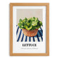 Lettuce – on Striped Tablecloth, Vegetable Wall Decor, set in oak frame