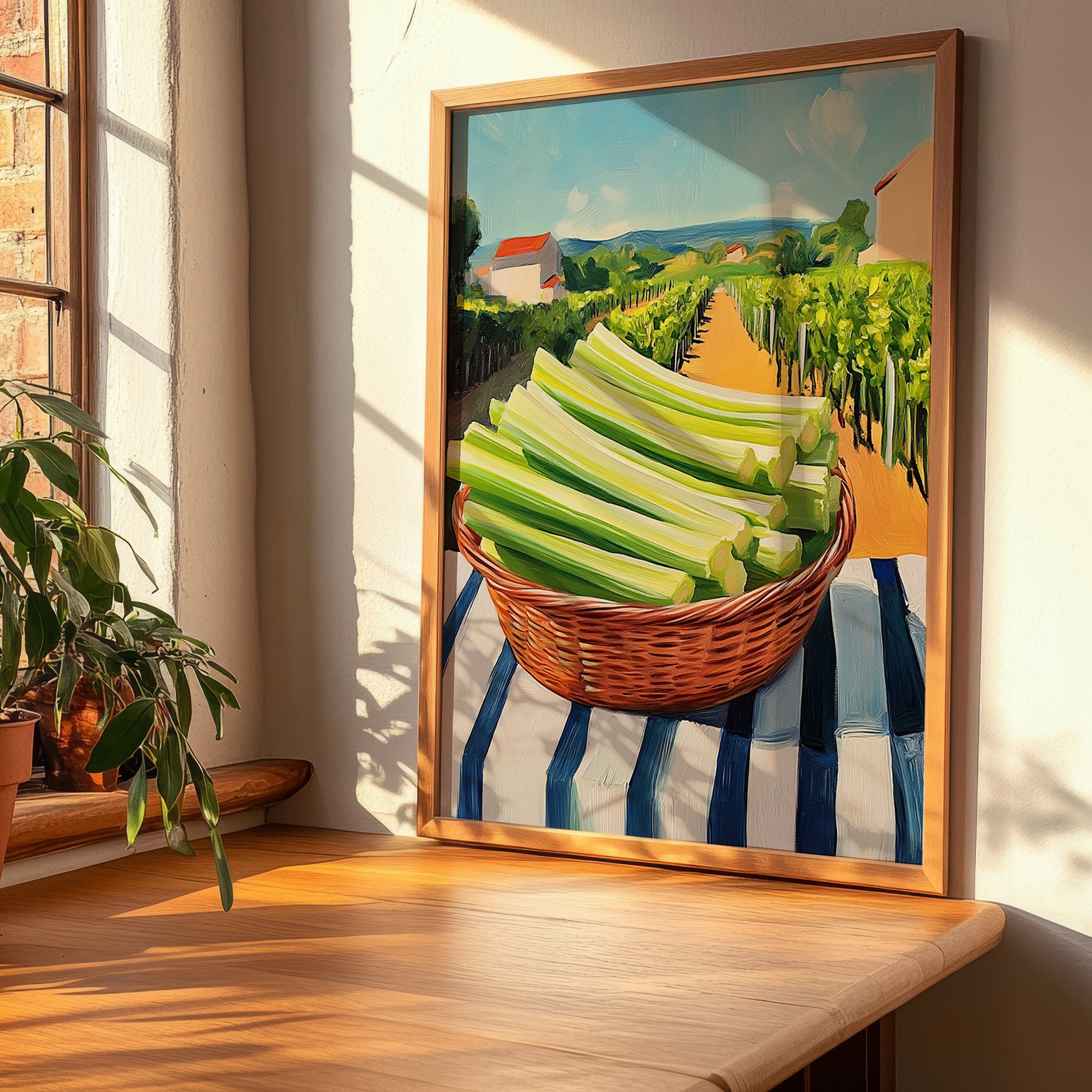 Celery – Green Valley Landscape, Vegetable Wall Decor, clean layout with no caption
