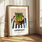 Asparagus – on Striped Tablecloth, Vegetable Painting