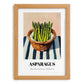 Asparagus – on Striped Tablecloth, Vegetable Painting, set in oak frame