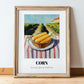 Corn – Green Valley Landscape, Vegetable Still Life, in wooden frame leaning on the floor