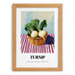 Turnip – on Striped Tablecloth, Vegetable Still Life, set in oak frame