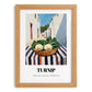 Turnip – White village Street Café Scene, Vegetable Illustration, set in oak frame