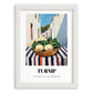 Turnip – White village Street Café Scene, Vegetable Illustration, placed in minimal white frame